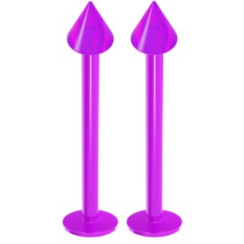 2pc 1.2mm 16g Labret Bar Studs Lip Ring Monroe Tragus Snake Spider Bites Forward Helix Cartilage Dahlia Conch Purple 3mm Cone Piercing - 12mm