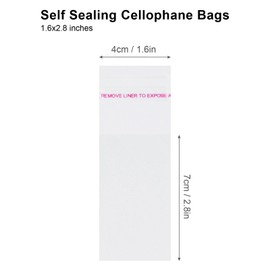 Pomei 1.6"x 2.8" 100 PCS Clear Plastic Bag-Self Sealing Cellophane Bags, Resealable Clear Poly Cello Bags, Cellophane Treat Bags, Cookie Bags for Packaging, Candy Bags, Cello Bags, Pastry Bags
