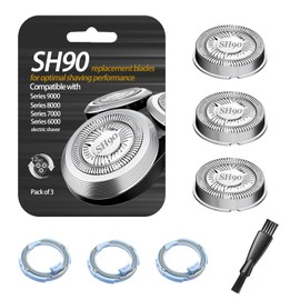 SH90 Shaving Heads for Series 9000, 8000, 7000 Electric Shaver Blades, Dual‑Ring Mesh Technology for Efficient Shave, Fits S9xxx/S8xxx/S7xxx, 3 Pack