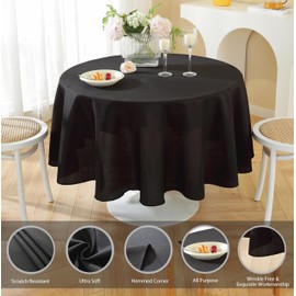 Craft And Party 10 Pack Round Tablecloth 90 Inch Black Tablecloth, Polyester Fabric Washable Table Cloth for Home, Party, Wedding or Restaurant Use.