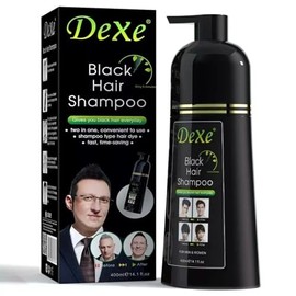 VDUK Black Hair Shampoo 400ml for Natural Hair, Instant Hair Blackening Dye Hair Dye Shampoo Black Color for Men Women, Mild Plant Formula Lasts 30 Days