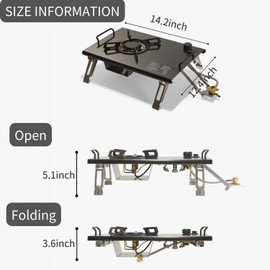 Naturehike Desktop & Embed Folding Single-Burner Gas Stove,13,648BTU Portable Gas Stove with Carrying Handle, Electronic Ignition Outdoor Camping Cooking Stove