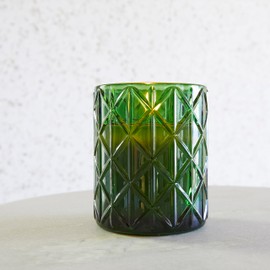 Hillhouse Naturals Candle in Green Decorative Glass - Scented Candle for The Home - Premium Candle with Essential Oils - 15oz (Balsam Fir & Cedar)