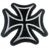 Iron Cross Embroidered Patch Black & Silver 3.5" Sew-On Jackets
