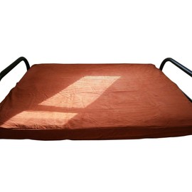 OctoRose Bonded Micro Suede Elastic Around on Backing Easy Fit Fitted Futon Slipcover 54x75+8" (Brick, Full)