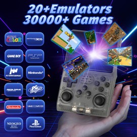 R40S Pro Handheld Game Console, Over 30,000 Pre-Installed Games, More Than 20 Retro Emulator Systems, 3.5 inch IPS Full-View HD Screen，256GB (Gray)
