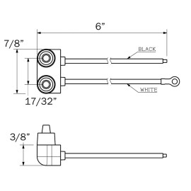 Optroincs NIB OPTRONICS Straight 2-wire pigtail w/PL-10 plug 6” leads A46PB