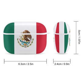 YouTary Mexico Flag Pattern Compatible with Airpods Pro Case Cover with Keychain Headphone Cover Unisex Shockproof Protective Wireless Charging Headset Accessories