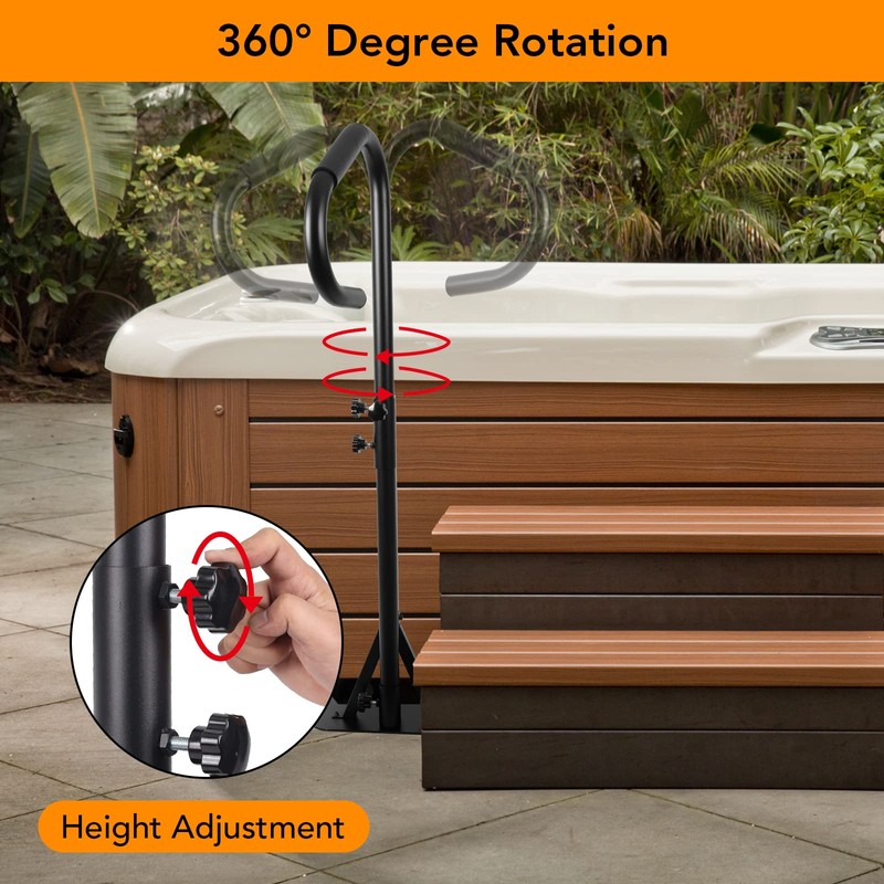 600LBS Capacity Hot Tub Handrail 56" H Safety Handrail Pivots