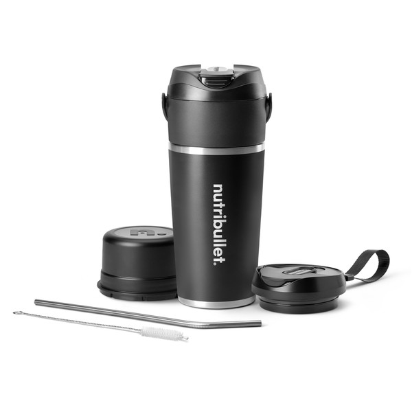 NutriBullet nutribullet Flip Portable Blender with Insulated Cup, Cordless, Black,