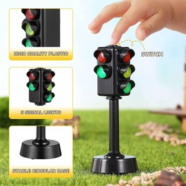 TOYANDONA Traffic Lights for Kids, 2Pcs Mini Stop Light Lamp Simulation Road Light Safety Traffic Maker Crosswalk Signal Model Toy, Early Education Toys for Toddler Party Favor