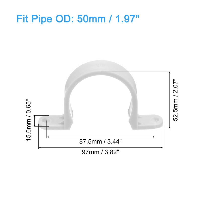 sourcing map 6Pcs PVC Pipe Straps, 50mm(2") Plastic Conduit Strap