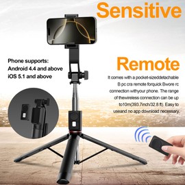 Selfie Stick Tripod,51 inches Long Extendable Selfie Stick Tripod, Phone Tripod with Wireless Remote Shutter,Group Selfies/Live Streaming/Video Recording Compatible with All Cellphones (51 inches)