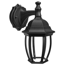 Maxxima LED Outdoor Wall Light - Black Coach Light Fixture with Clear Glass, Photocell Sensor, 830 Lumens, 3 CCT 3000K/4000K/5000K, Dusk to Dawn Lighting for Porch, Garage, and Front Door