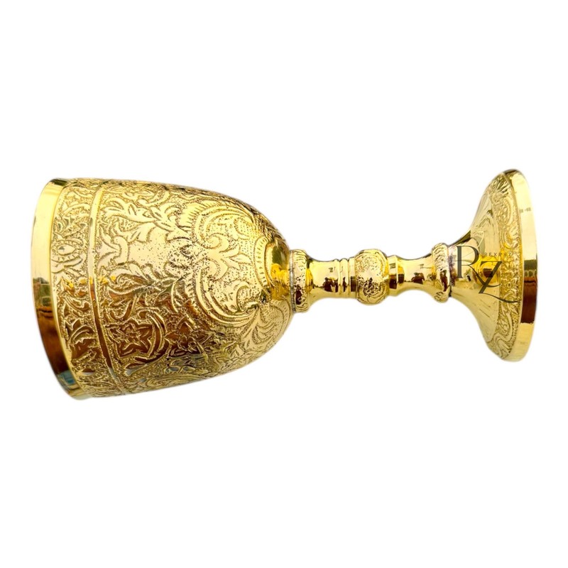 REXRYZ Medieval Brass Chalice Goblet, Vintage Golden Wine Cup, King