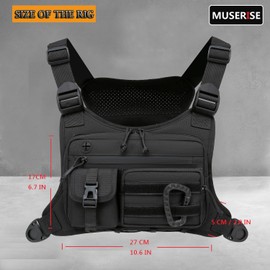 Muserise Outdoor Chest Bag For Men and Women, Tactical Vest For Running, Cycling, EDC Chest Pack Rig For Sports and Workouts