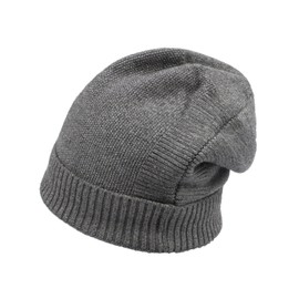 Dahlia Womens Winter Hat - Slouch Beanie w/Silver Thread Fleece Lined, Lt Gray