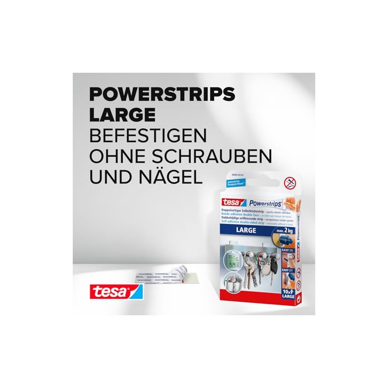 Tesa Powerstrips Large, white, 58000-00102
