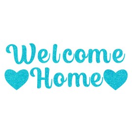MDLLDM Blue Welcome Home Banner Glitter Bunting Backdrop for Welcome Party Decorations