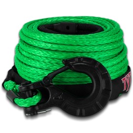 TYT Synthetic Winch Rope 3/8" X 92' with Hook, 27000LBS Synthentic Winch Cable Kit with Protective Sleeve for 4WD Off Road Vehicle Truck SUV Jeep (Green)