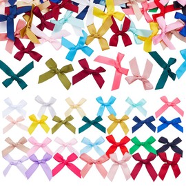 PH PandaHall 28 Colors Mini Satin Bows 168pcs Gift wrap Bows 2 Sizes Small Bowknot Craft Bows Twist Tie Bows Tiny Bows Appliques for DIY Craft Sewing Gift Wrapping Hair Clip Scrapbooking 40x35-40mm