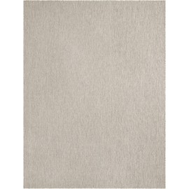 Unique Loom Outdoor Solid Collection Area Rug (7' 10" x 10' Rectangle Light Gray/Ivory)