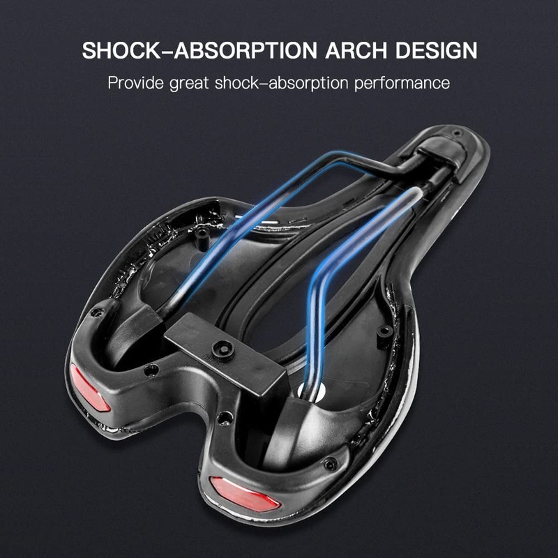 Bike Saddle, Bicycle Soft Saddle with USB Charging Warning Taillight