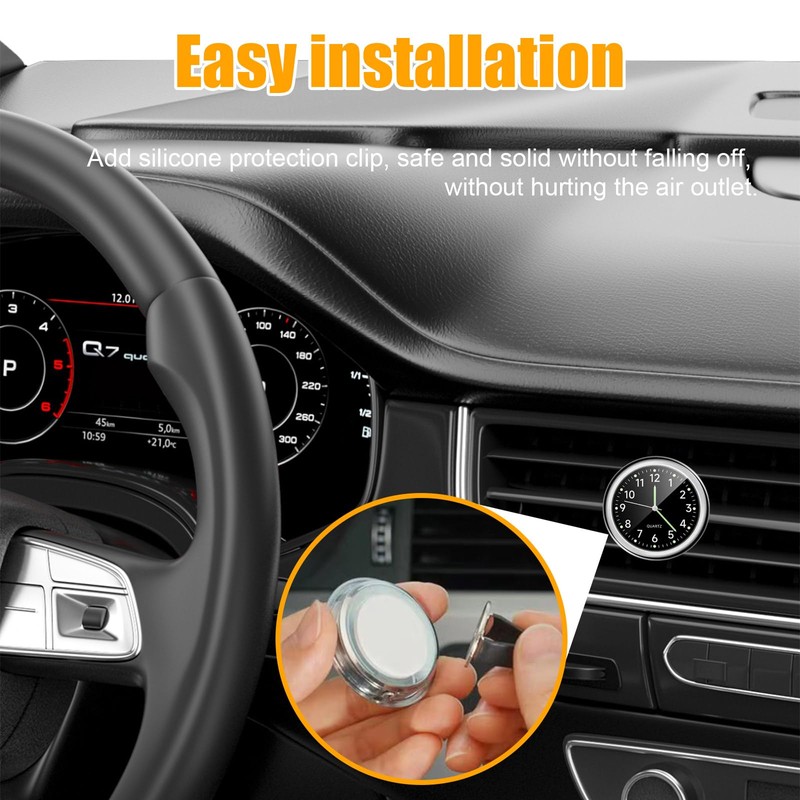 Dickno 2 PCS Stick on Dashboard Car Clock, Mini Tiny