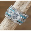 Boho 5 pc Turquoise CZ Stacking Rings 925S Sparkling Resin