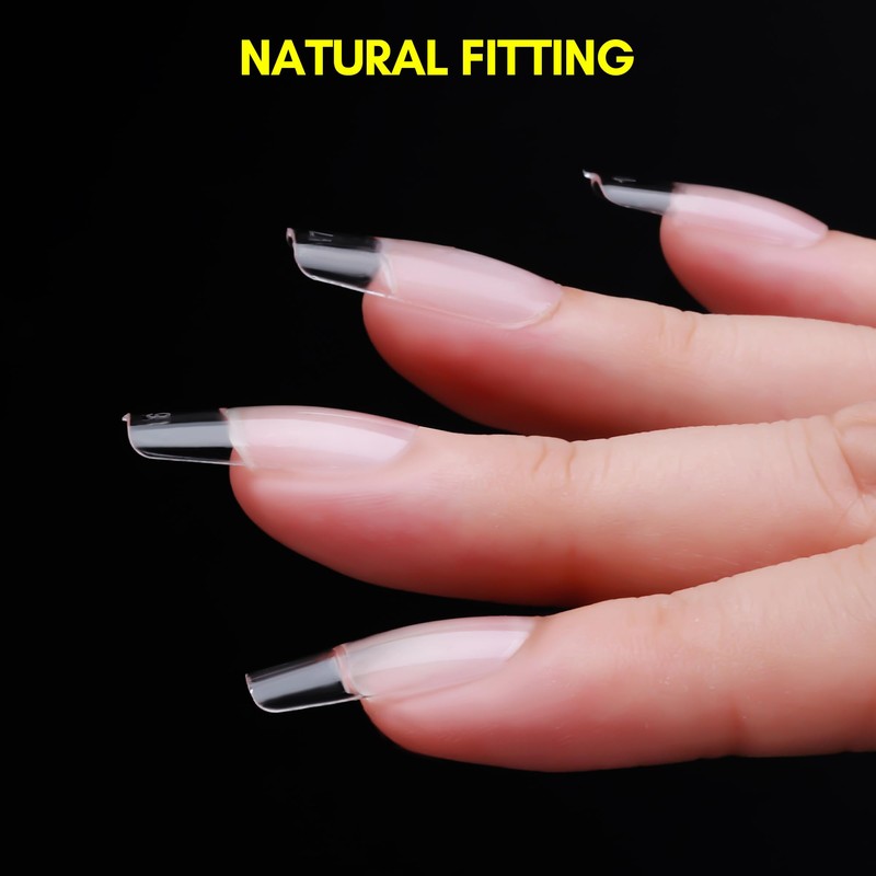 Makartt Medium Square Fake Nail Tips: 120pcs Clear Full Cover