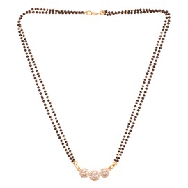 Sunsoul By Touchstone Traditional Indian Bollywood Studded Diamond Look Black Beads Symbolic Designer Jewelry Mangalsutra In Two Tones For Women.