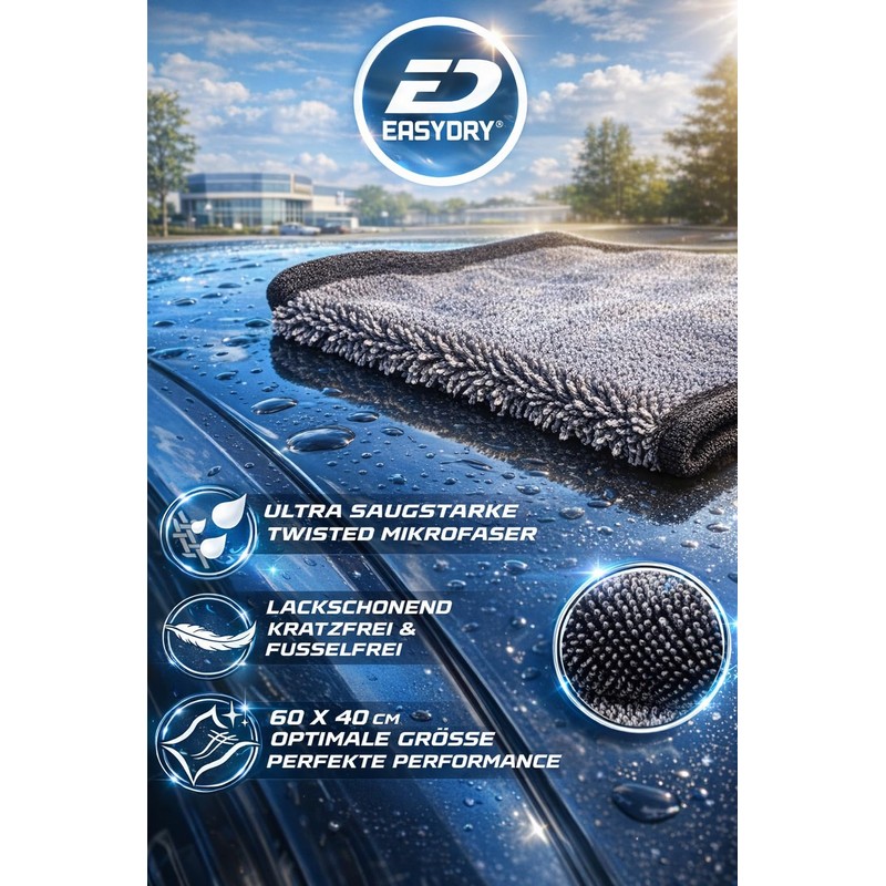 EasyDry Car Drying Cloth XXL Lint Free Ultra Absorbent Streak-free