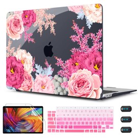 CISSOOK Floral Case Cover for MacBook Air 13 Inch 2020 2021 2019 2018 Release A2337 M1 A1932 A2179, Plastic Hard Shell Case with Keyboard Cover for MacBook Air 13" with Touch ID, Gorgeous Flowers