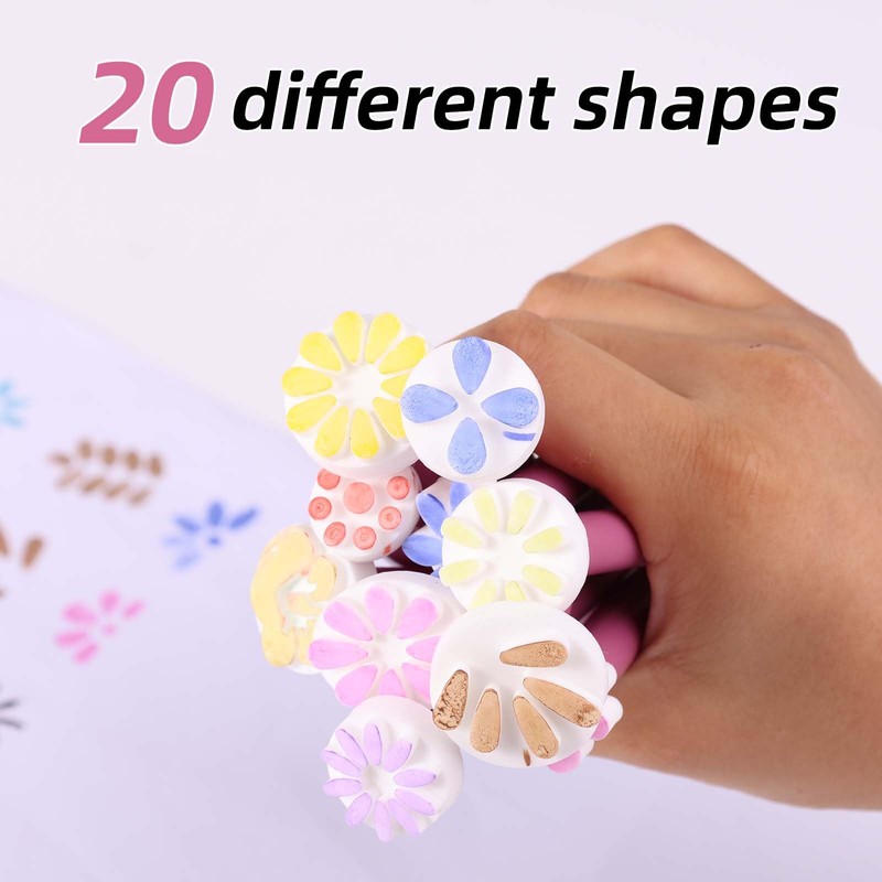 10pcs Dual-Ended Flower Dotting Tools, 20 Shapes Plastic Dotting Pens