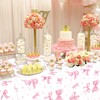 LSJDEER 4 Pack Bow Party Tablecloth - Pink Bow Table