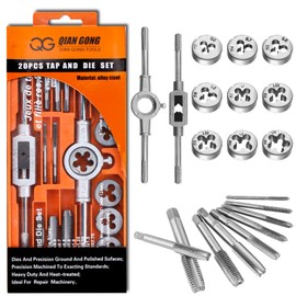 20PCS Tap and Die Set, Alloy Steel Metric Tap and Die Kit M3-M12 Tapping Drill Threading Kit with Taps Wrench Accessories for Cutting External and Internal Thread