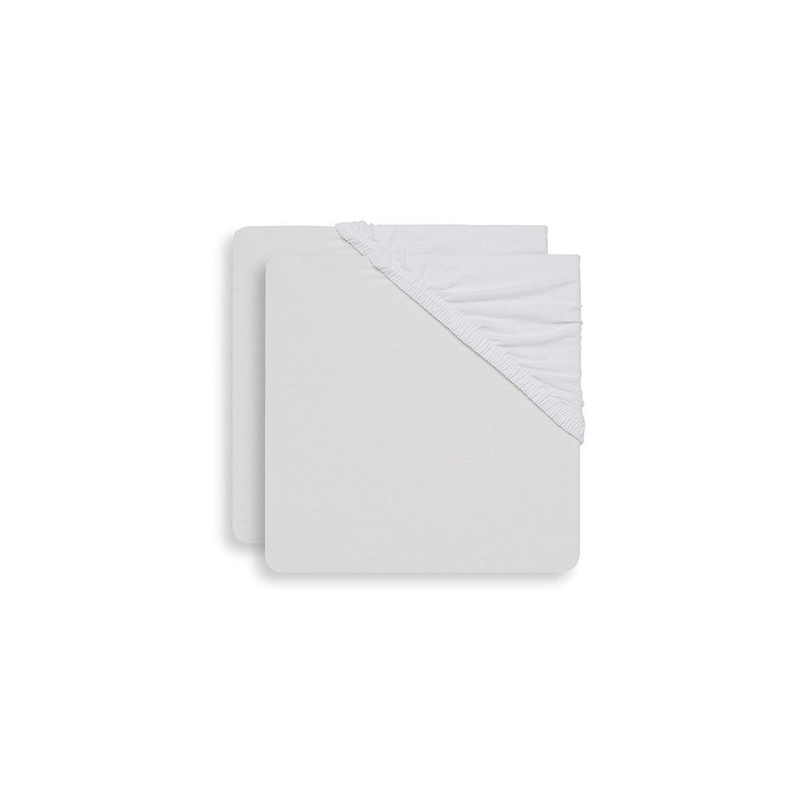Jollein Jersey Fitted Sheet, 60 x 120 cm, White, Pack