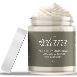 Whipped Beef Tallow Moisturizer for Skin Care - 100% Grass-Fed Tallow Skin Balm - Natural Marula Oil & Sweet Almond Oil Face + Body Whipped Moisturizer Cream - 4 Fl. Oz. - Lavender