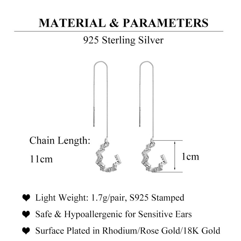 SLUYNZ 925 Sterling Silver Wave Cuff Earrings Wrap Tassel Earrings