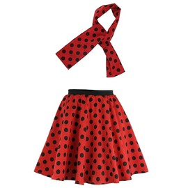 Girls Rock n Roll Polka Dot Skirt and Scarf 50's - 60's Style Fancy Dress
