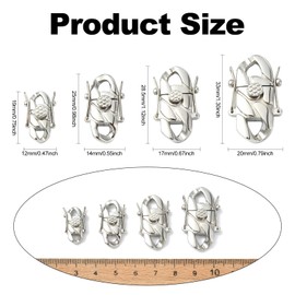 Stiesy 4 Pcs 4 Styles 316 Stainless Steel Clasps Replacement Cuban Chain Head Flat Buckle Hip-Hop Style Jewelry Clasp for Bracelet Necklace Belt Chain Jewelry Making