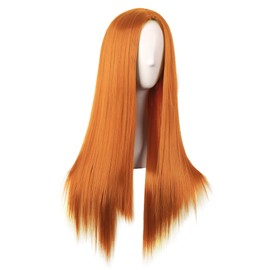 MapofBeauty 28 Inch/70 cm Women Special Long Straight Synthetic Wig (Light Orange)