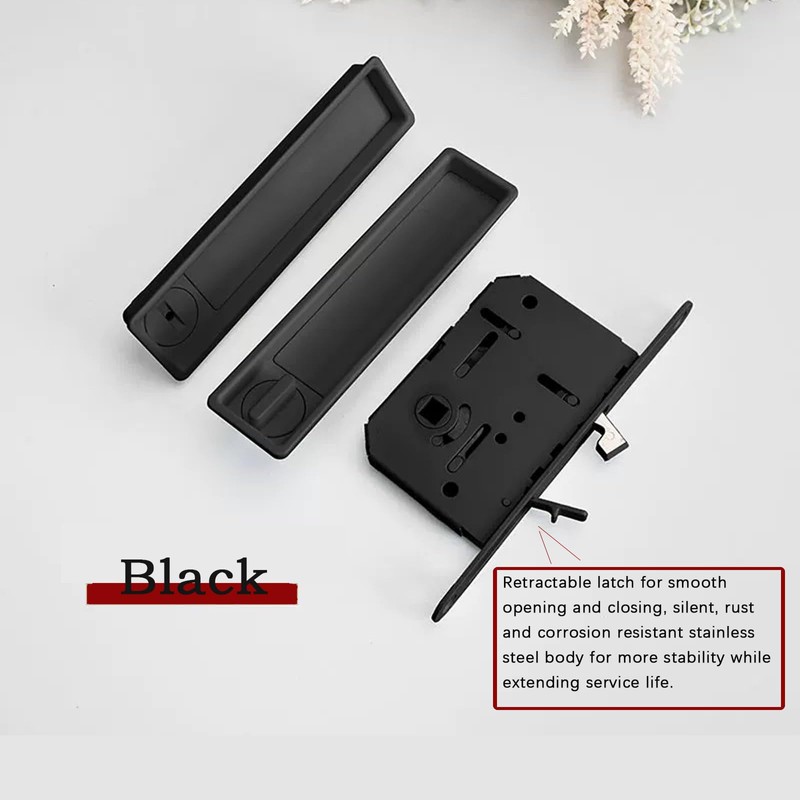 AcxdJnye Pocket Door Lock Hardware with Pull,Invisible Sliding Door Lock