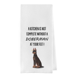 Geqtt Funny Doberman Dish Towels - Decorative Waffle Weave Kitchen Hand Towels, Doberman Gifts Tea Towel (1624 Inches)