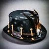 ILOVEMASKS Voodoo Low Top Hat with Skull and Feather -
