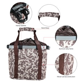 docooler Bicycle Bike Detachable Cycle Front Canvas Basket Carrier Bag Pet Carrier Aluminum Alloy Frame Pet Carrier