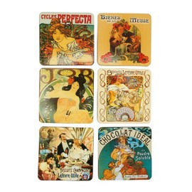 Cartexpo 70208 Untersetzer Mucha, Holz/Kork, 6 Stück