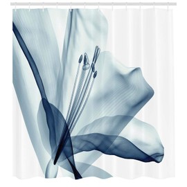 Ambesonne Flower Shower Curtain, Close Look to Flowerrrangement with X-ray Effect Nature Imagertwork Print, Cloth Fabric Bathroom Decor Set with Hooks, 69" W x 70" L, Teal White