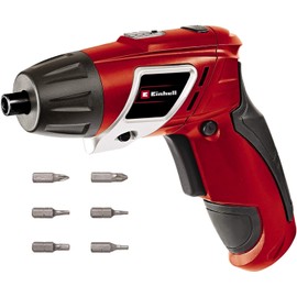 Einhell cordless screwdriver TC-SD 3.6 Li (3.6V, 1300 mAh, 3 Nm torque, pivot joint in the handle, LED light, soft grip, charging light, with 6 bits), Red