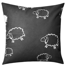 1 x Cushion Cover in 40 x 40 cm 100% Renforcé Cotton - Sheep Lambs Black White - Cushion Cover, Decorative Cushion Cover, Children (1 Piece 99/1-40 x 40)